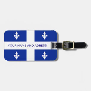 Luggage Tag with Flag of Quebec, Canada