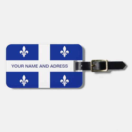 Luggage Tag with Flag of Quebec Canada