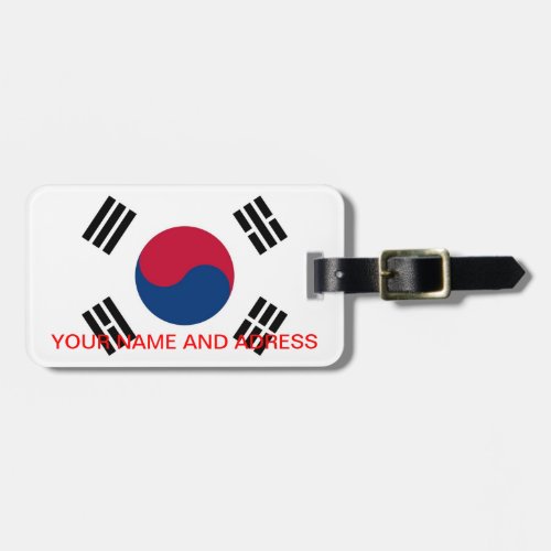 Luggage Tag with Flag of South Korea