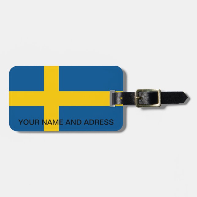 Luggage Tag with Flag of Sweden (Front Horizontal)