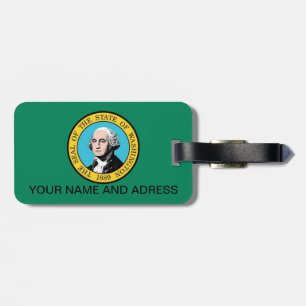Luggage Tag with Flag of Washington State, USA