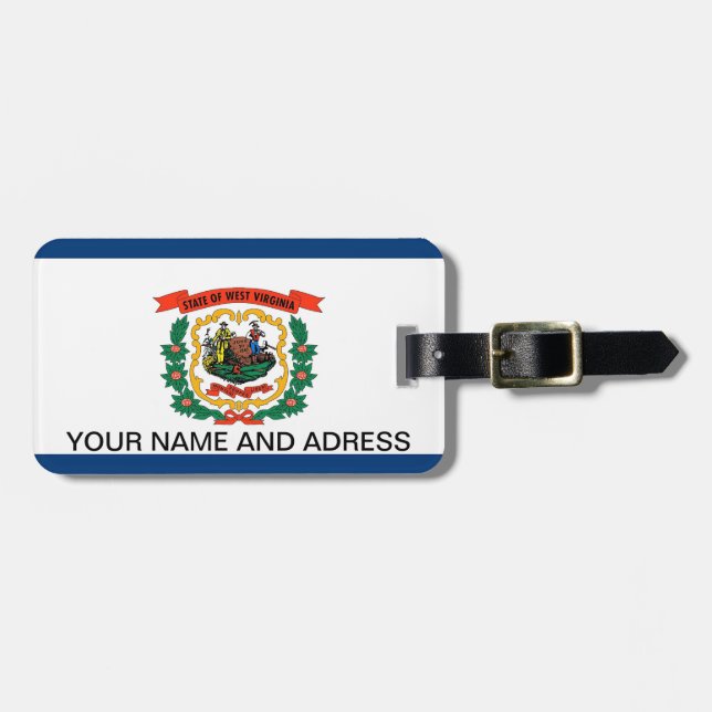 Luggage Tag with Flag of West Virginia, USA (Front Horizontal)