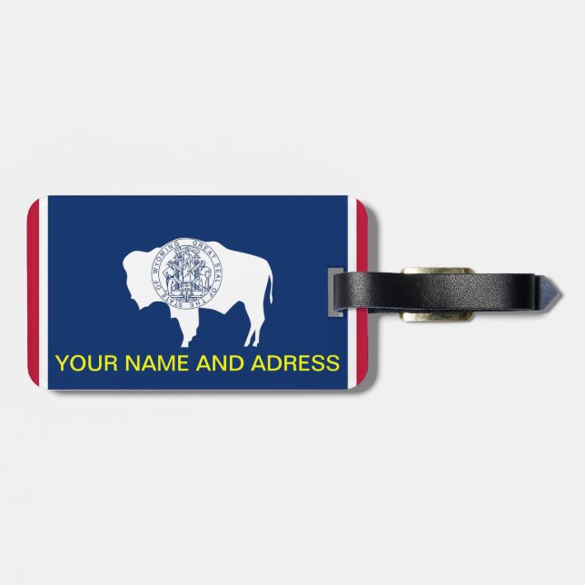 Luggage Tag with Flag of Wyoming, USA (Back Horizontal)