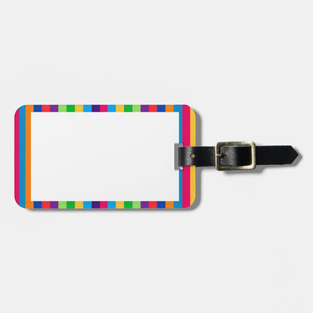 Luggage Tag with Fun Stripes (Front Horizontal)