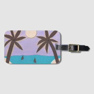 Luggage Tag with Palm Tree Scene & Card Insert