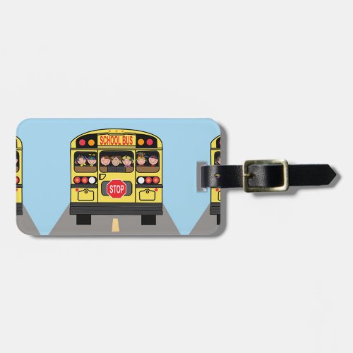 Luggage tag with school bus