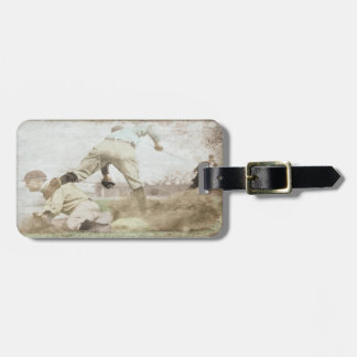 Luggage Tag with Vintage Baseball Print