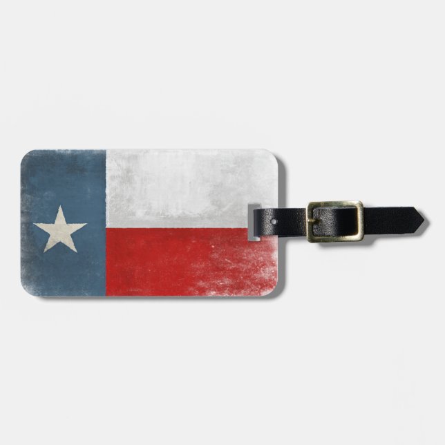 Luggage Tag with Vintage Distressed Texas Flag (Front Horizontal)