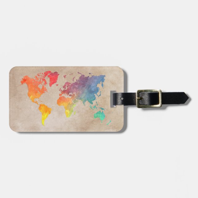 Luggage Tag world map #map (Front Horizontal)
