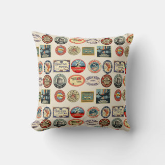 Luggage Travel Stickers Throw Pillow