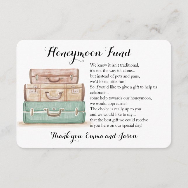 Luggages Honeymoon fund request wedding insert (Front)