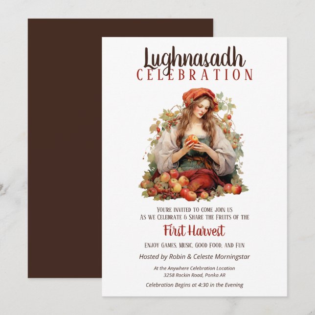 Lughnasadh Fall Harvest Party Apple Lady Invitation (Front/Back)