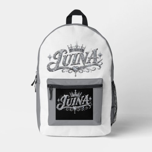 LUINA Luxury Diamond Crown Custom Name Gift Printed Backpack