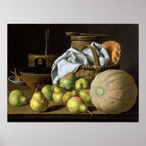 Luis Melndez Still Life with Melon and Pears Poster