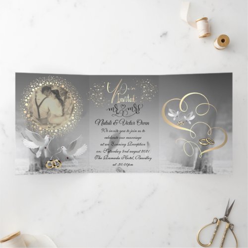 lujoso con decoracin y brillo para boda  Tri_Fold invitation