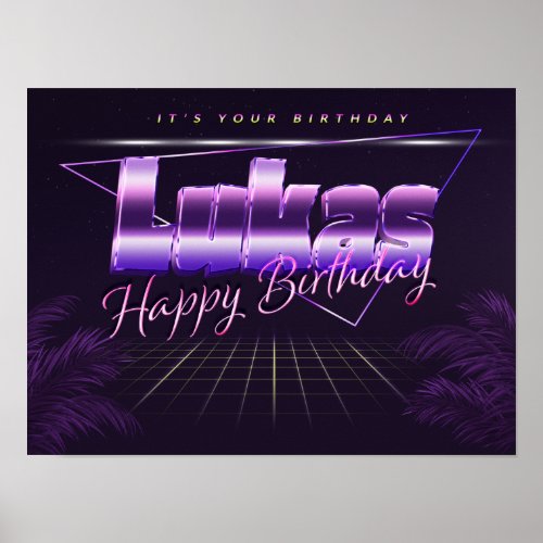 Lukas name first name lila retro poster birthday