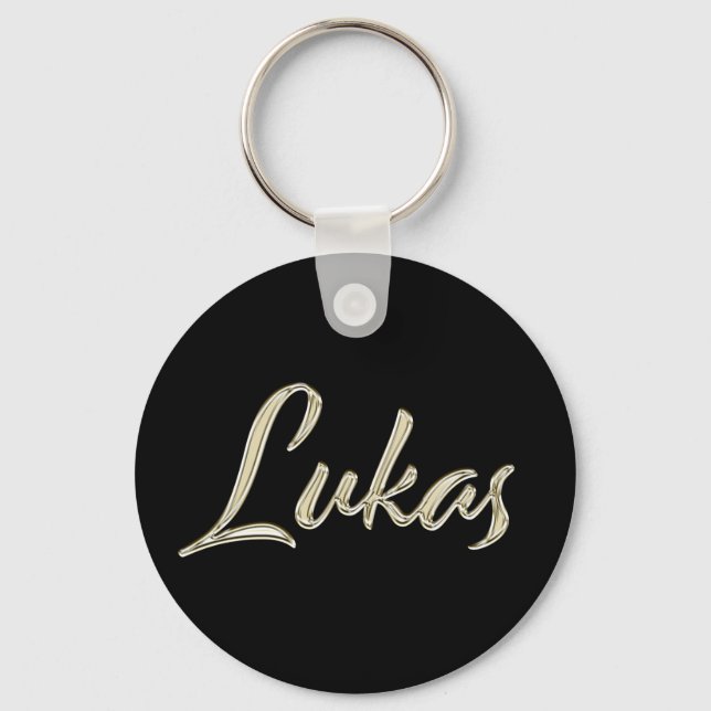 Lukas Name whitegold Button Schlüsselanhänger Keychain (Front)