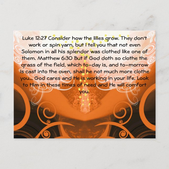 Luke 12:27 Consider how the lilies grow. Postcard (Front)