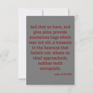 Luke 12:33 KJV Bible Scripture Greeting Card