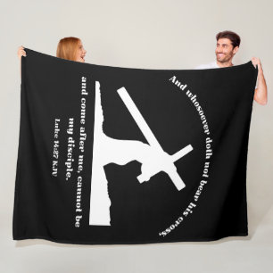 Luke 14:27 KJV Jesus Cross Christian Bible Verse Fleece Blanket