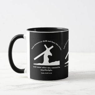 Luke 14:27 KJV Jesus Cross Christian Bible Verse Mug