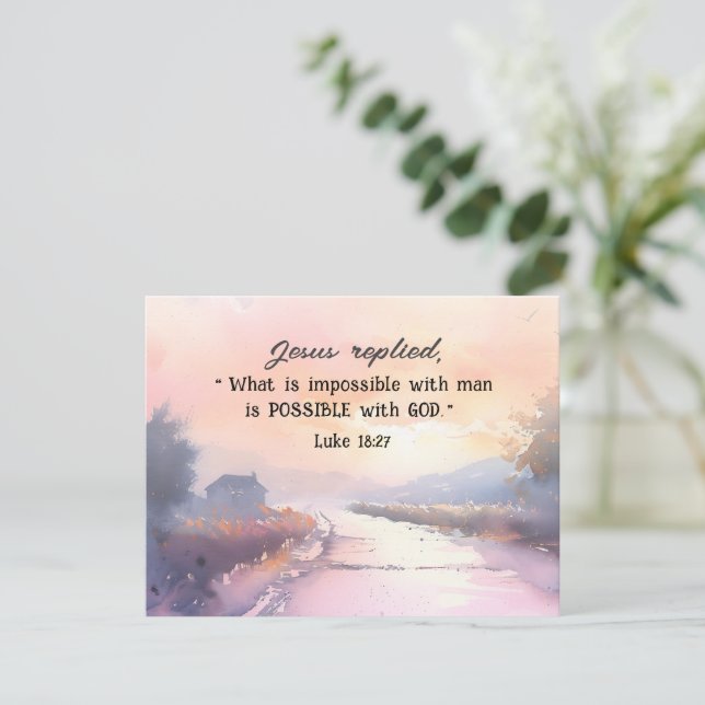 Luke 18:27 Possible with God Jesus Bible Card (Standing Front)