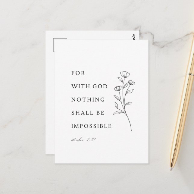 Luke 1:37 Bible Verse Postcard (Front/Back In Situ)