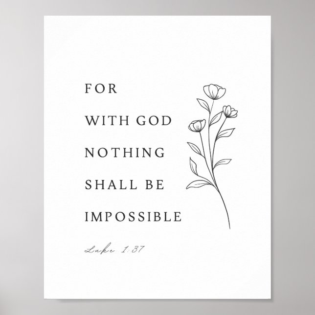 Luke 1:37 Bible Verse Poster (Front)