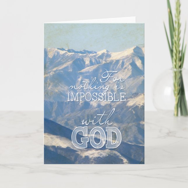 Luke 1:37 blue mountain Bible greetings card (Front)