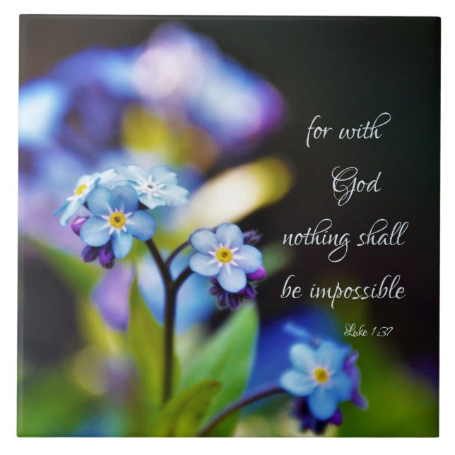Luke 1:37 For with God nothing shall be impossible Ceramic Tile (Front)