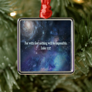Luke 1:37 metal ornament