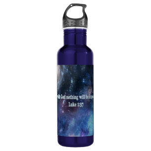Luke 1:37 stainless steel water bottle