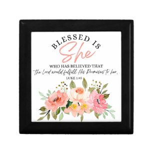 Luke 1:45 Blessed is She Floral Scripture Gift Box