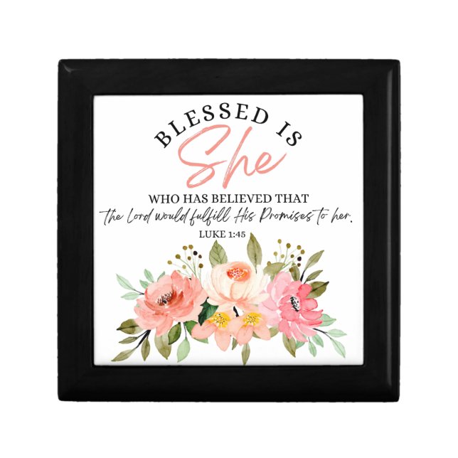 Luke 1:45 Blessed is She Floral Scripture Gift Box (Front)