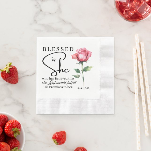 Luke 1:45 Blessed is She Rose Flower Napkins (Insitu)