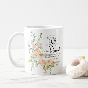 Luke 1:45 Blessed is She Spring Orange Flower Coffee Mug