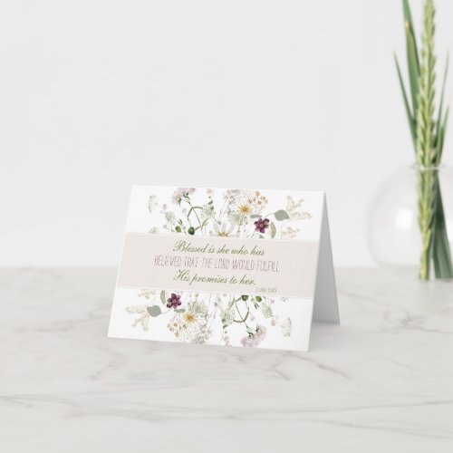 Luke 145 Blessed is She Watercolor Wildflower Note Card