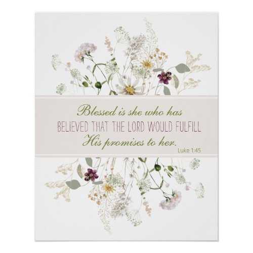 Luke 145 Blessed is She Wildflower Poster