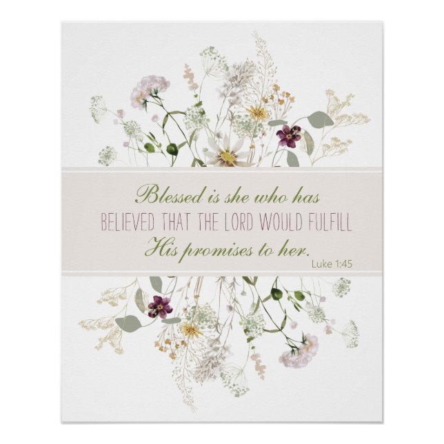 Luke 1:45 Blessed is She Wildflower Poster (Front)