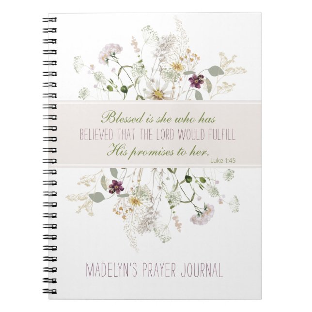 Luke 1:45 Blessed is She Wildflower Prayer Journal (Front)
