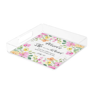 Luke 1:45 Blessed is She, Women's Scripture Floral Acrylic Tray