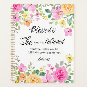 Luke 1:45 Blessed is She, Women's Scripture Floral Planner
