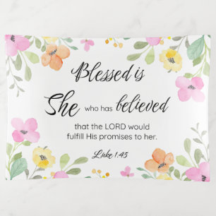Luke 1:45 Blessed is She, Women's Scripture Floral Trinket Tray