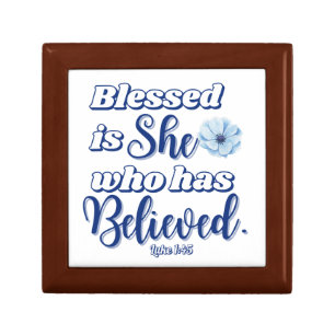 Luke 1:45 Blessed is who has Believed Blue Flower Gift Box