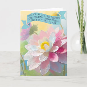 Luke 1:45, Dahlia Flower, Bible Verses Mothers Day Holiday Card