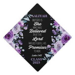 Luke 1:45 Purple Floral Personalize Tassel Topper