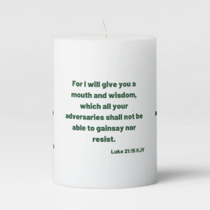 Luke 21:15 KJV Bible Verse Pillar Candle