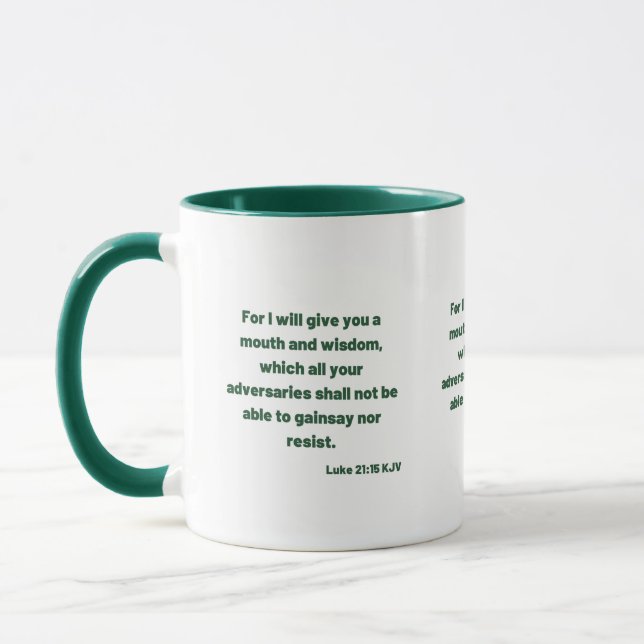 Luke 21:15 KJV Bible Verse Two-Tone Mug (Left)