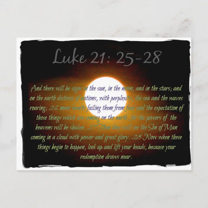Luke 21:25-28 Verses With Moon Postcard | Zazzle.com