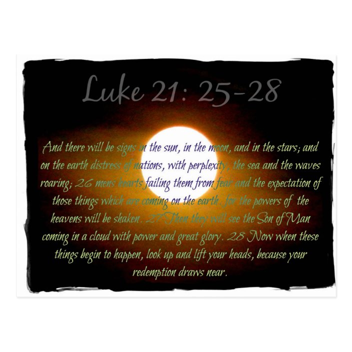 Luke 21:25-28 verses with Moon Postcard | Zazzle.com